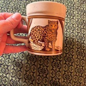 VTG 70s Ceramic Cheetah Coffee Mug. Made in Japan.